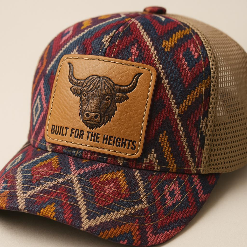 Close view of the woven Canyon cap pattern